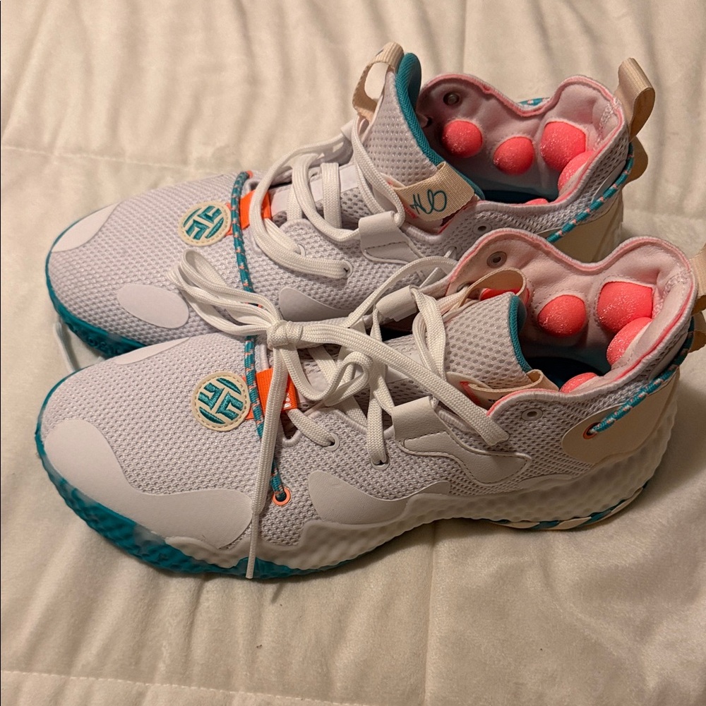 adidas Kids White and Teal Sneakers